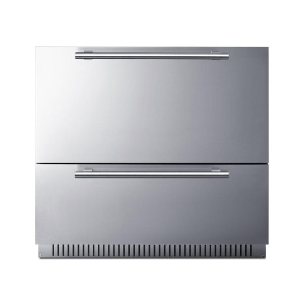 Summit 36 Inch 7.15 Cu. Ft. Outdoor 2-Drawer All-Refrigerator - Custom Panel Ready - SPR36DROS
