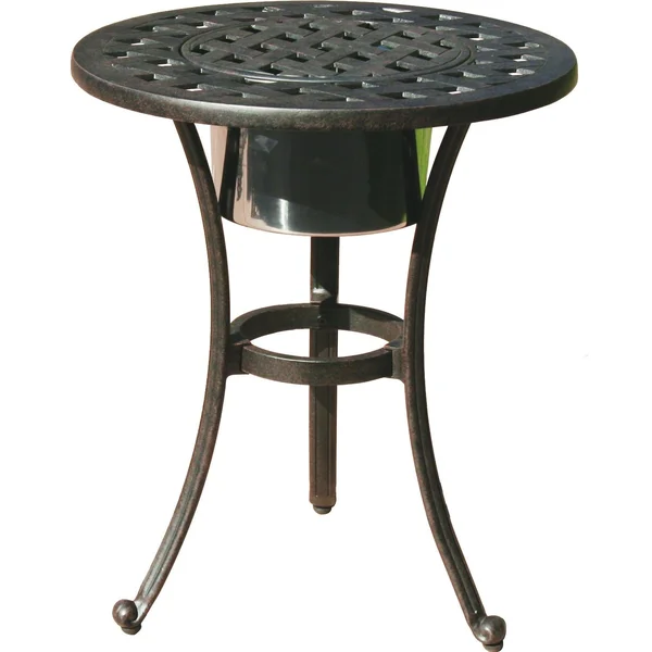 Series 30 21 Inch Round Cast Aluminum End Table w/ Ice Bucket by Darlee