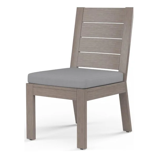 Laguna Aluminum Dining Side Chair w/ No Welt in Driftwood/Canvas Granite by Sunset West