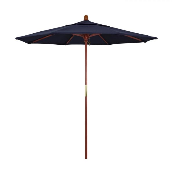 California Umbrella 7.5 Ft. Octagonal Hardwood Patio Umbrella W/ Push Lift & Hardwood Ribs - Olefin Navy Blue Canopy
