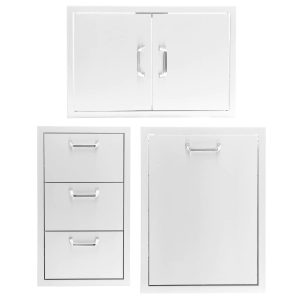 BBQGuys Signature 3-Piece 32-Inch Double Access Door Outdoor Kitchen Storage Package - Traditional - BBQ-260-AD32-T-3PC