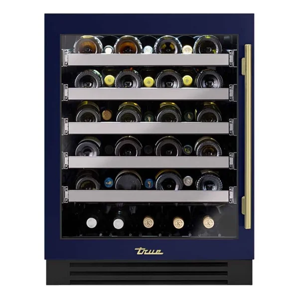 True ADA Height 24 Inch 40 Bottle Left Hinge Glass Door Outdoor Wine Cabinet - Cobalt w/ Brass Handle - TUWADA-24-LG-A~078-H01