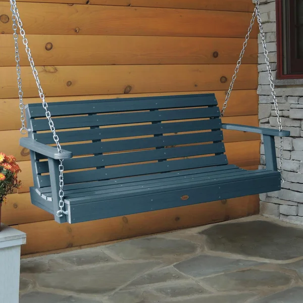 Elm Pointe 5 Ft Recycled Plastic Porch Swing in Nantucket Blue by Lakeview Outdoor Designs