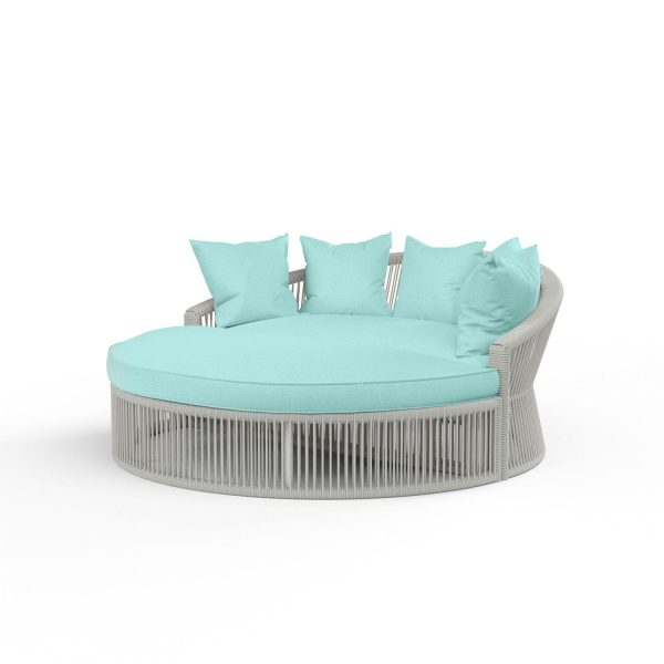 Miami Olefin Rope Patio Daybed in Dupione Celeste w/ Self Welt By Sunset West