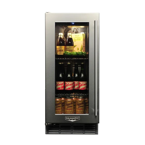 Kalamazoo Signature 15 Inch Outdoor Refrigerator - Glass Door - Left Hinge - K-HP15RO-4-3L-S4