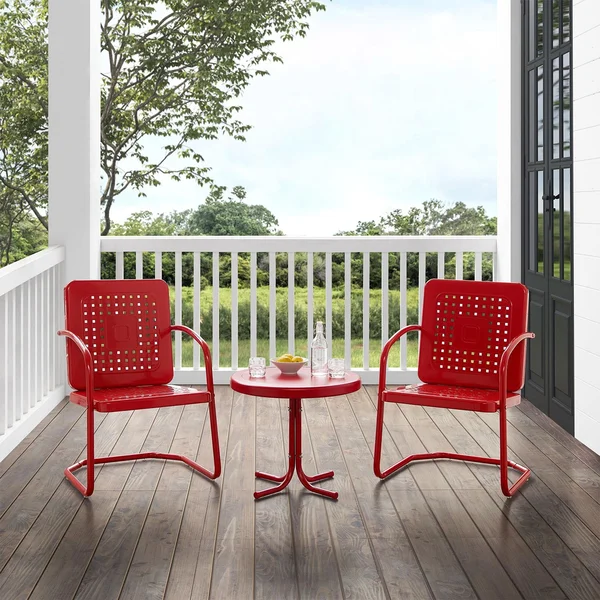 Westcove 3 Pc Steel Seating Set in Bright Red Gloss by Ultimate Patio