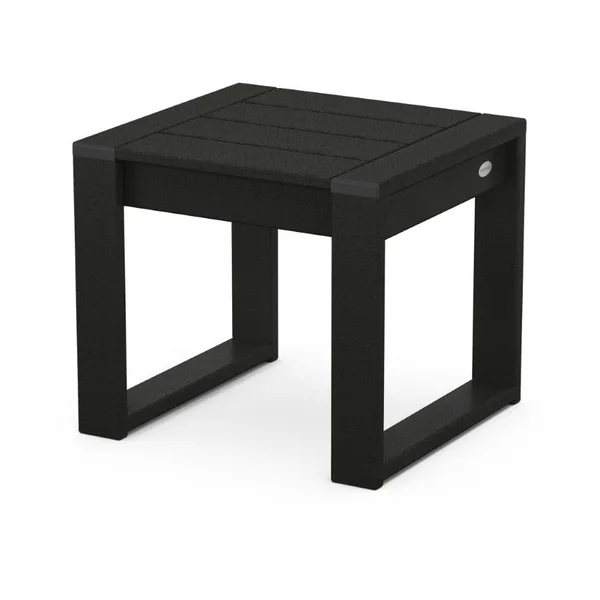 EDGE 20 X 18 Inch Rectangular Recycled Plastic End Table in Black by POLYWOOD