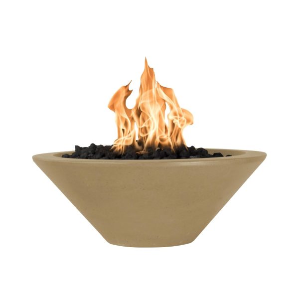 Cazo 24 Inch Round GFRC Natural Gas Fire Bowl w/ Key Valve in Brown by The Outdoor Plus