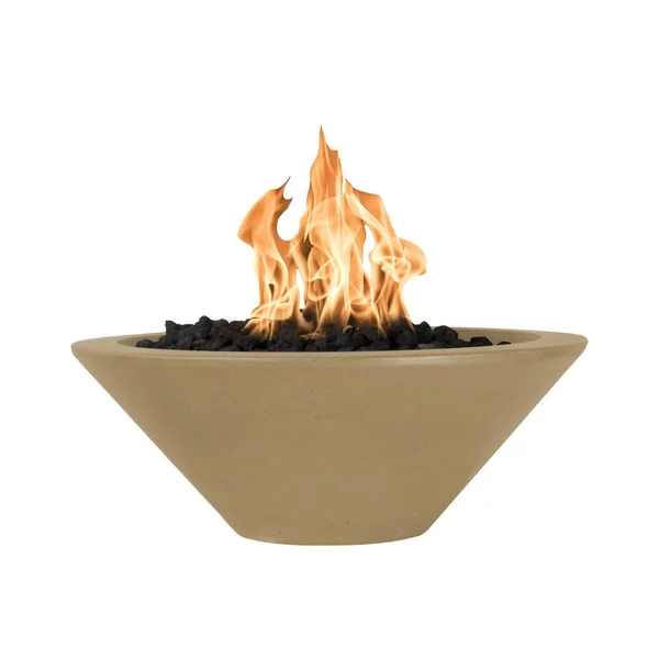 Cazo 24 Inch Round GFRC Natural Gas Fire Bowl in Brown by The Outdoor Plus