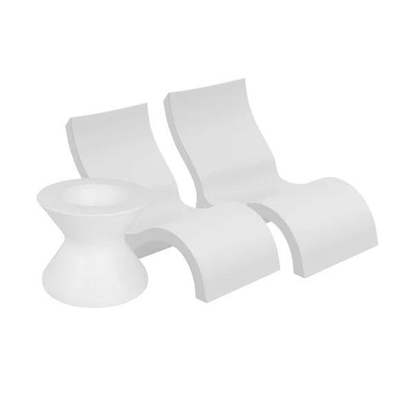 Signature 3 Pc Polyresin Seating Set w/ Lowback Chairs in White by Ledge Lounger