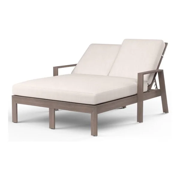 Laguna Aluminum Double Chaise Lounge in Driftwood/Canvas Natural by Sunset West
