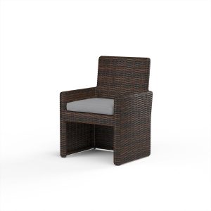 Montecito Wicker Patio Dining Chair in Canvas Granite w/ Self Welt by By Sunset West