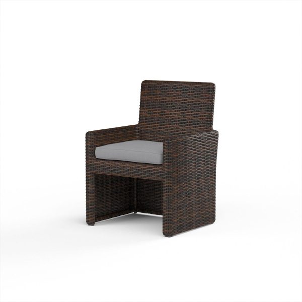 Montecito Wicker Patio Dining Chair in Canvas Granite w/ Self Welt by By Sunset West