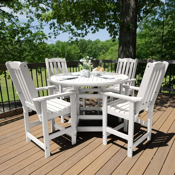 Hart Lane 5 Pc Recycled Plastic Counter Height Dining Set in White by Lakeview Outdoor Designs