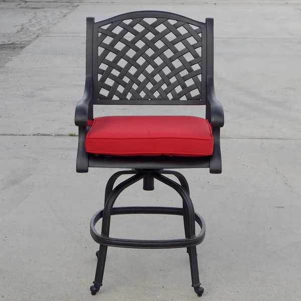 Nassau Cast Aluminum Swivel Counter Height Bar Stool in Antique Bronze/Red by Darlee