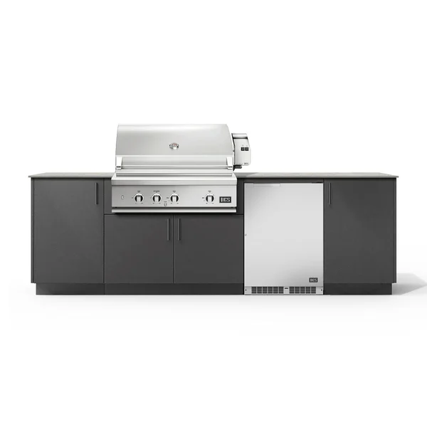 Urban Bonfire Horizon 36 Outdoor Kitchen w/ DCS Natural Gas Grill, Refrigerator, Keon Dekton Countertop & Anthracite Finish - B-Horizon-36-DCS-Keon-Anthracite