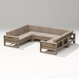 Latitude 6 Person Sectional Sofa in Vintage Sahara/Spiced Burlap By PW Designer Series