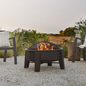 Logtown 35 Inch Round Powder Coated Steel Wood-Burning Fire Pit in Black by Ultimate Patio