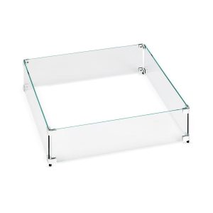 BBQGuys Signature Polished Glass Flame Guard for 12-Inch Square Drop-In Fire Pit Pans - FG-SQP-12