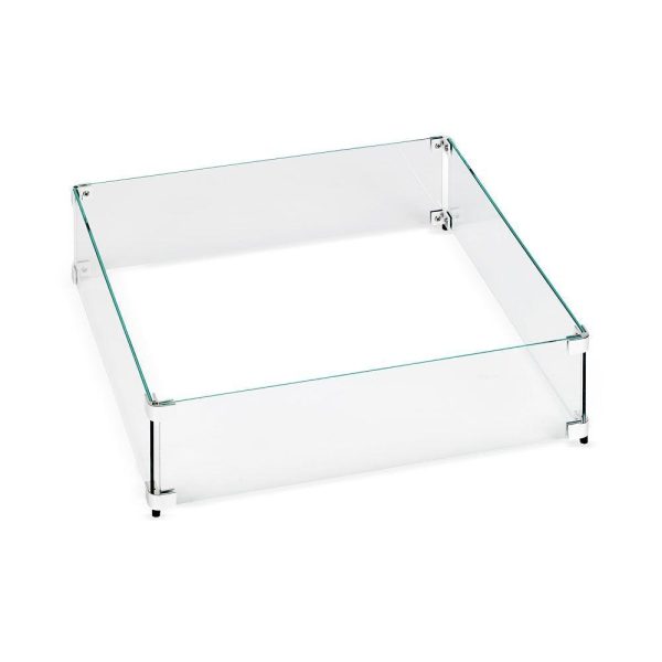 BBQGuys Signature Polished Glass Flame Guard for 18-Inch Square Drop-In Fire Pit Pans - FG-SQP-18