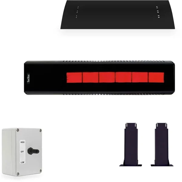 SunStar GLASS 48-Inch 35,000 BTU Natural Gas Patio Heater W/ Fixed Mounting Kit & Heat Shield - N7 SGL0