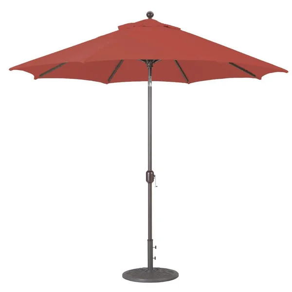Galtech 9 Ft. Octagonal Aluminum Patio Market Umbrella W/ Crank Lift And Deluxe Auto Tilt - Antique Bronze Frame W/ Sunbrella Canvas Henna Canopy