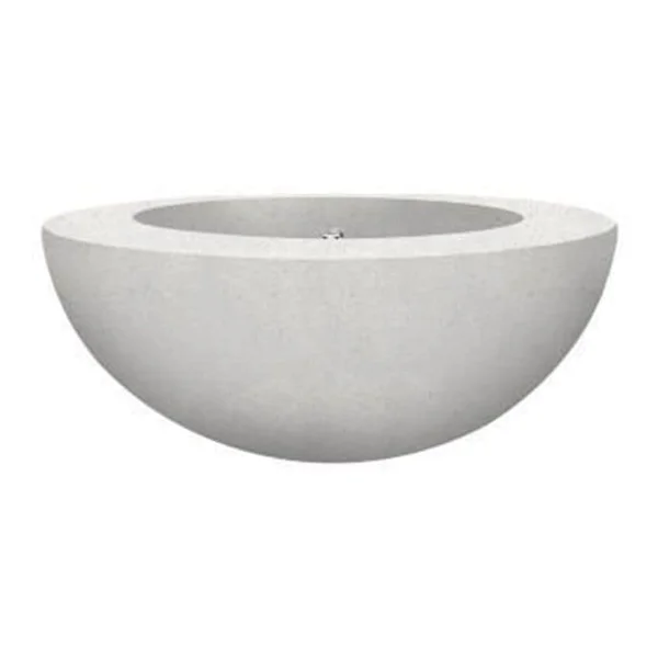 Valley Bay 5 36 Inch Round GFRC Natural Gas Fire Bowl in Ultra White by Lakeview Outdoor Designs
