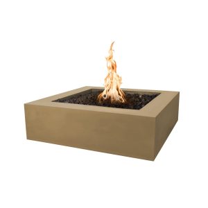 Quad 36 Inch Square GFRC Natural Gas Fire Pit w/ Glow Plug in Brown by The Outdoor Plus