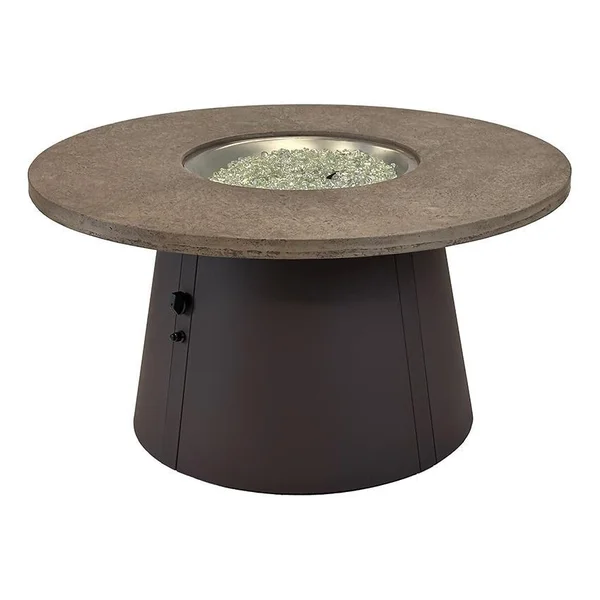 Cirvalo 48 Inch Round Propane Fire Pit in Fossil Brown/Brown by The Outdoor GreatRoom Company
