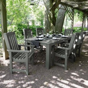 Hart Lane 7 Pc Recycled Plastic Rectangular Dining Set in Coastal Teak by Lakeview Outdoor Designs
