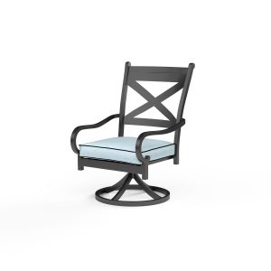 Monterey Aluminum Patio Swivel Dining Chair in Canvas Skyline w/ Self Welt By Sunset West