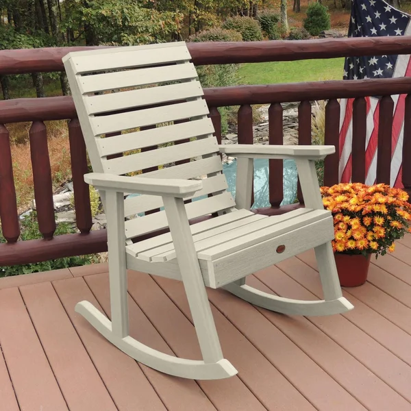 Elm Pointe Recycled Plastic Rocking Chair in Whitewash by Lakeview Outdoor Designs