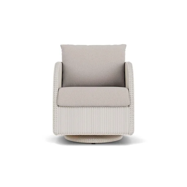 Essence Lloyd Loom Swivel Glider Club Chair in Antique White/Remy Cloud by Lloyd Flanders