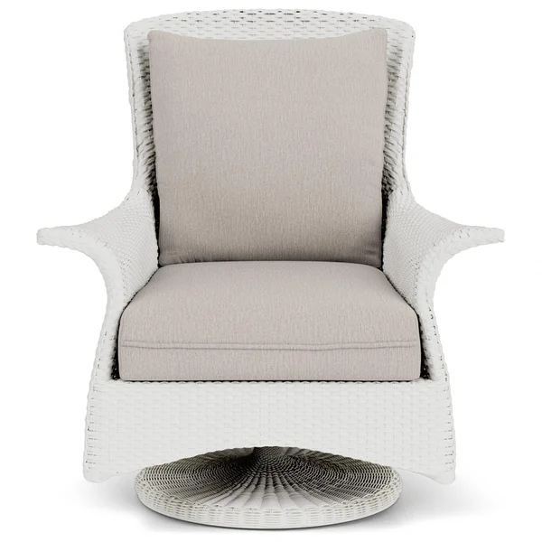 Mandalay Lloyd Loom Swivel Rocker Club Chair in Matte White/Remy Cloud by Lloyd Flanders
