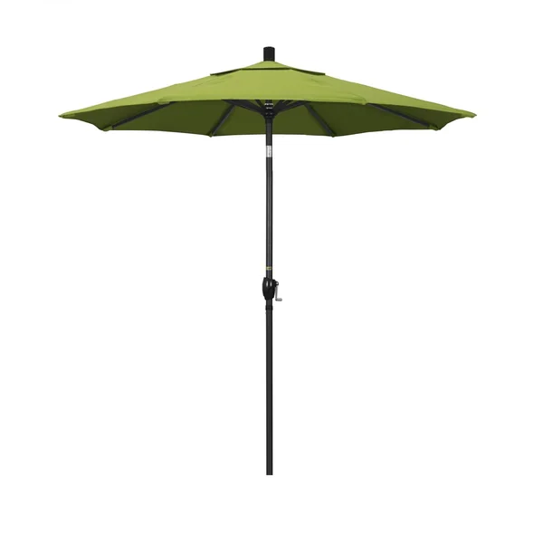 California Umbrella 7.5 Ft. Octagonal Aluminum Push Button Tilt Patio Umbrella W/ Crank Lift & Aluminum Ribs - Stone Black Frame / Sunbrella Canvas Macaw Canopy