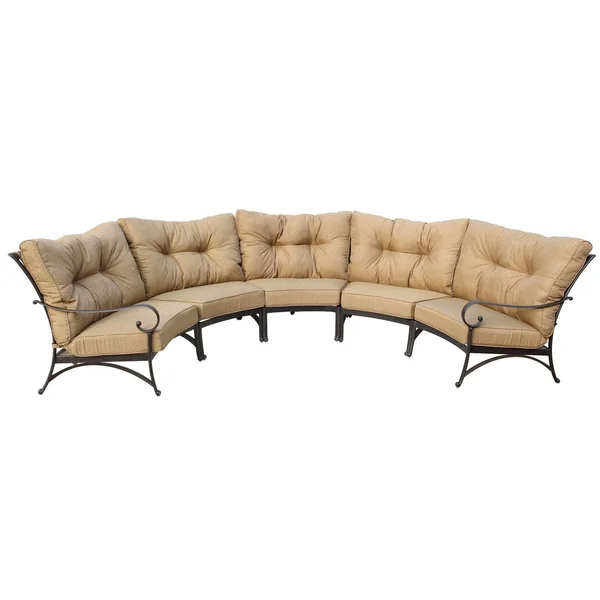 Santa Anita 5 Person Cast Aluminum Sectional Sofa in Antique Bronze/Sesame by Darlee