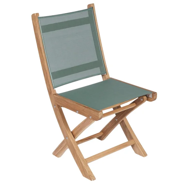 Sailmate Folding Teak Patio Dining Side Chair W/ Moss Sling By Royal Teak Collection