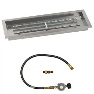 BBQGuys Signature 30 X 10 Inch Stainless Steel Rectangular Drop-In Pan with Match Light Kit - Propane