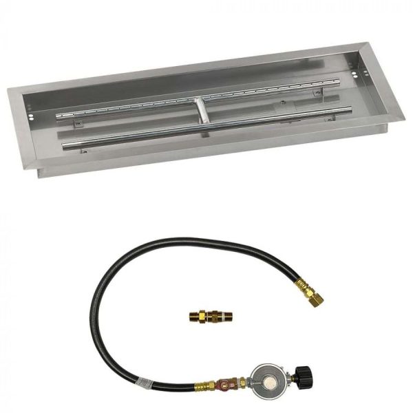 BBQGuys Signature 30 X 10 Inch Stainless Steel Rectangular Drop-In Pan with Match Light Kit - Propane