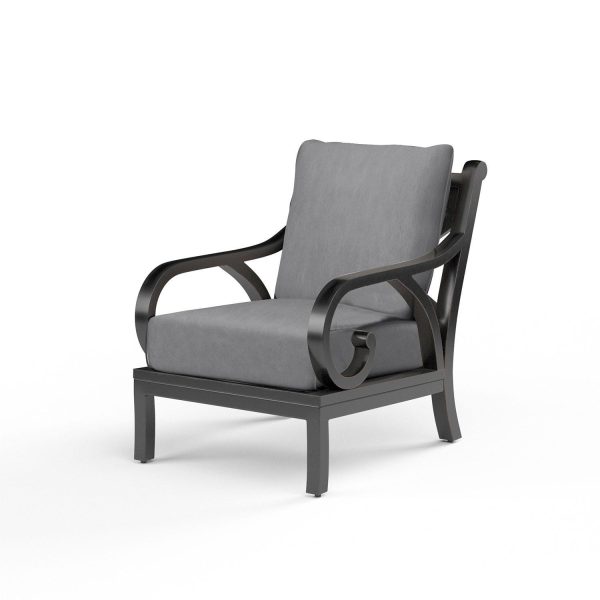Monterey Aluminum Patio Club Chair in Canvas Granite w/ Self Welt By Sunset West