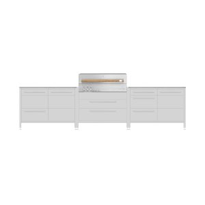 Burnout BBQ Modular Outdoor Kitchen Island w/ Flammkraft Model D Built-In Grill, Triple Drawers, Propane Pullout, and Pullout Waste Bins - Dust
