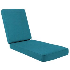 Sunbrella Spectrum Peacock Long Outdoor Replacement Chaise Lounge Cushion W/ Piping By BBQGuys Signature