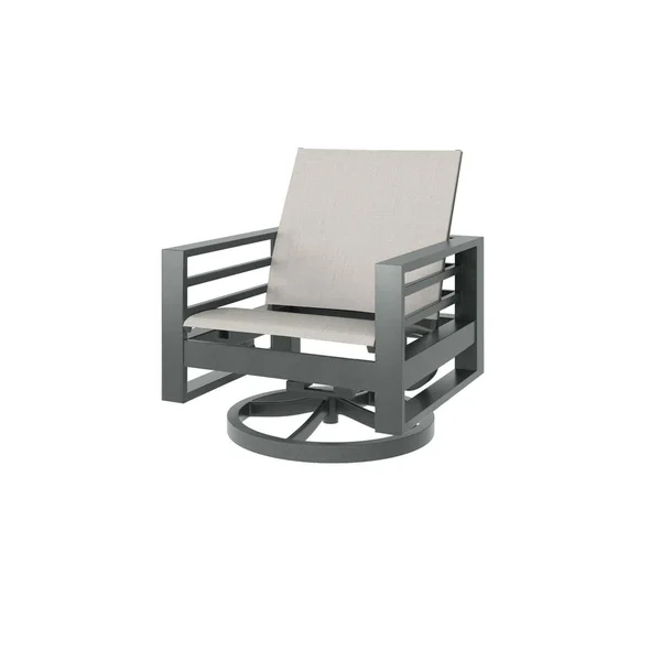 Palermo Aluminum Swivel Rocker Club Chair in Graphite/Harbor Pebble by Ebel