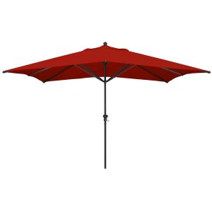 California Umbrella 8 X 11 Ft. Rectangular Aluminum Patio Umbrella W/ Crank Lift & Aluminum Ribs - Bronze Frame / Sunbrella Canvas Jockey Red Canopy