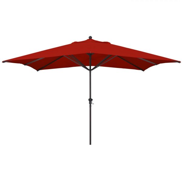 California Umbrella 8 X 11 Ft. Rectangular Aluminum Patio Umbrella W/ Crank Lift & Aluminum Ribs - Bronze Frame / Sunbrella Canvas Jockey Red Canopy