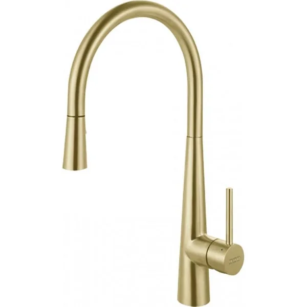 Franke Steel 17.5 Inch Single Handle Pull-Down Kitchen Faucet in Gold - STL-PD-GLD