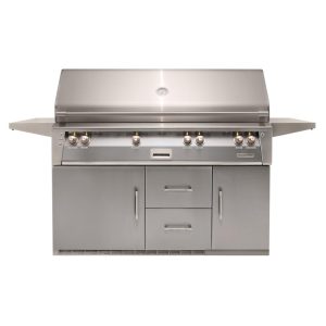 Alfresco ALXE 56-Inch Freestanding Propane All Grill On Refrigerated Cart With Sear Zone And Rotisserie in Signal Gray - ALXE-56BFGR-LP-S7004