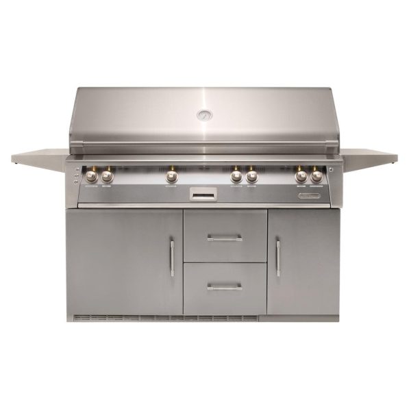 Alfresco ALXE 56-Inch Freestanding Propane All Grill On Refrigerated Cart With Sear Zone And Rotisserie in Signal Gray - ALXE-56BFGR-LP-S7004