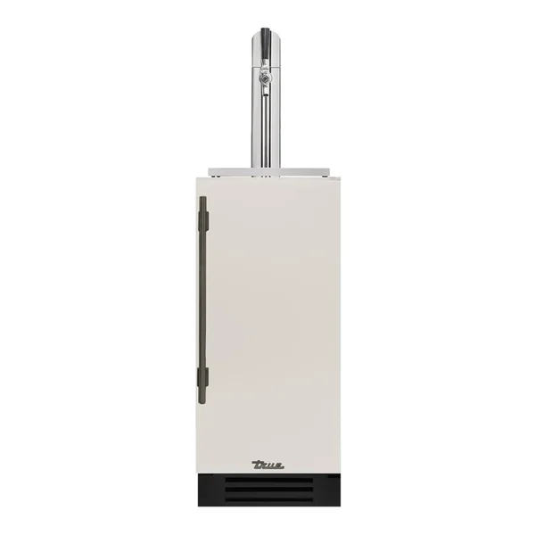 True 15 Inch Right Hinge Outdoor Single Tap Beverage Dispenser - Matte White w/ Pewter Handle - TUR-15BD-R-OP-C~DSK-030-H05
