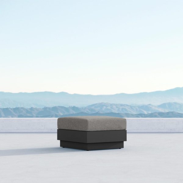 Porto Aluminum Ottoman in Ash/Midnight by Azzurro Living